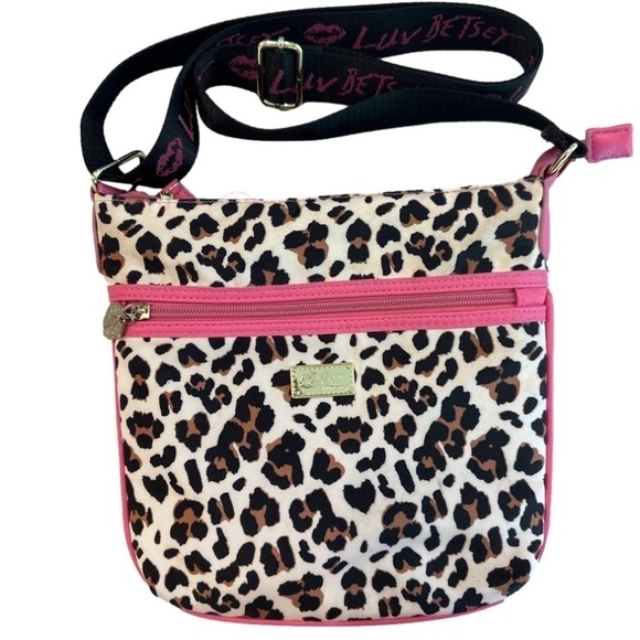 Betsey Johnson Leopard Print Pink Crossbody Bag Purse Handbag - Picture 2 of 8